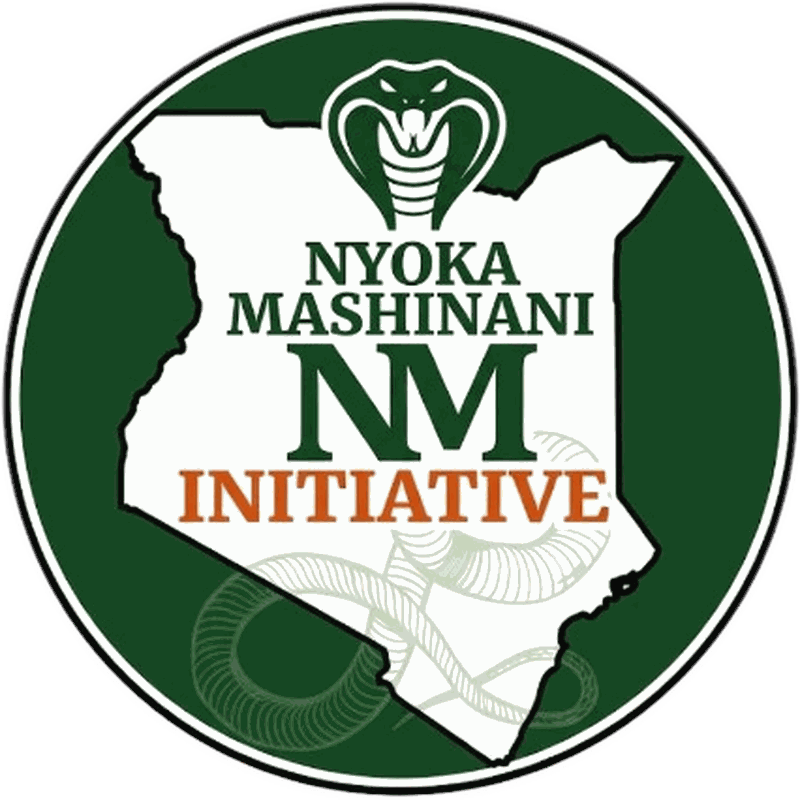 Nyoka Mashinani Initiative logo — a cobra above a map of Kenya inside a green ring
